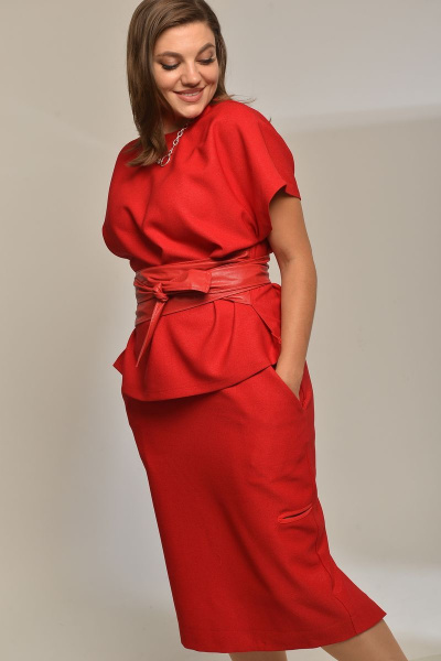 Блуза, юбка GRATTO 2002 красный - фото 3