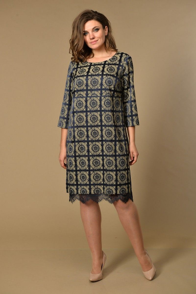 Платье Lady Style Classic 1458/2 темно-синий_беж - фото 1
