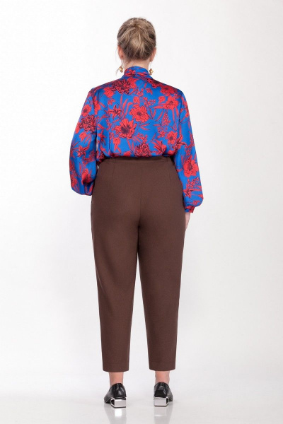 Блуза, брюки Pretty 1303 василек_цветы-шоколад - фото 2