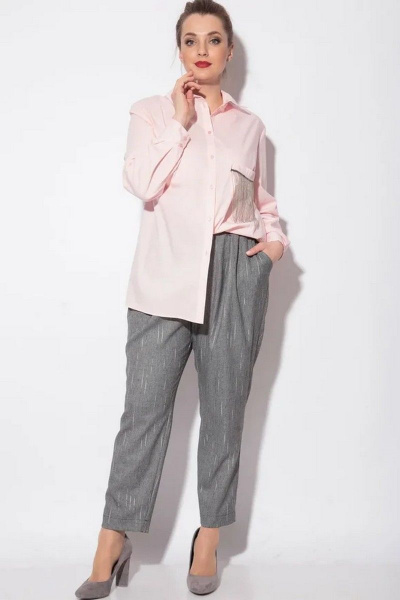 Брюки, рубашка SOVA 11091 серый-розовый - фото 4