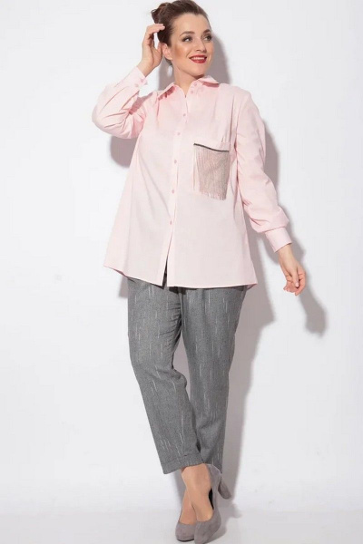 Брюки, рубашка SOVA 11091 серый-розовый - фото 2