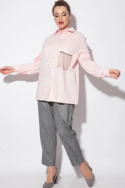 Брюки, рубашка SOVA 11091 серый-розовый - фото 1