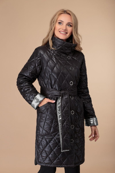 Пальто Svetlana-Style 1458 черный+серый - фото 2
