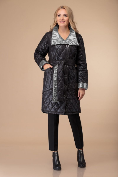 Пальто Svetlana-Style 1458 черный+серый - фото 1