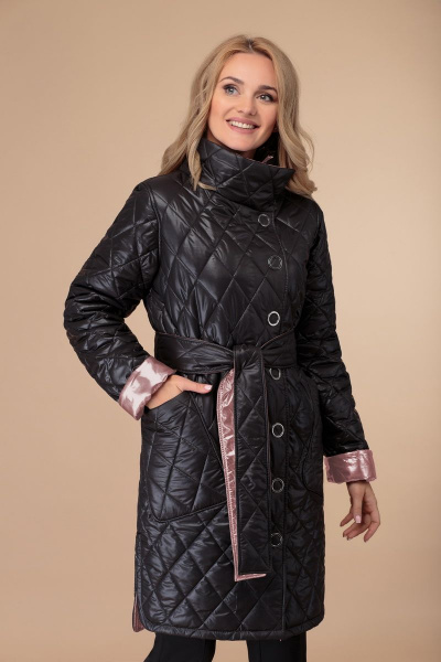 Пальто Svetlana-Style 1458 черный+розовый - фото 1