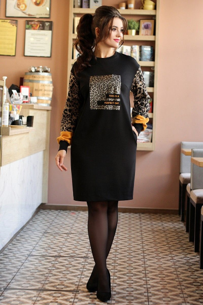 Платье Мода Юрс 2610 черный_леопард - фото 3
