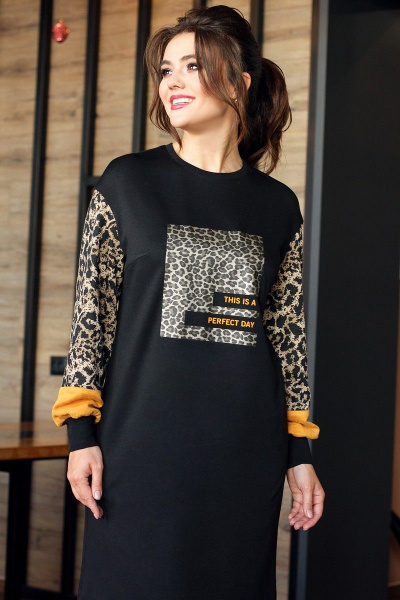 Платье Мода Юрс 2610 черный_леопард - фото 2