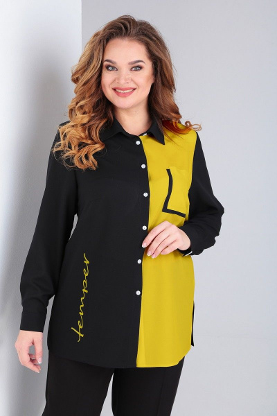 Блуза Ксения Стиль 1833 черно-желтый - фото 1