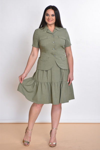 Жакет, юбка Lady Style Classic 1548 св.зеленый - фото 1