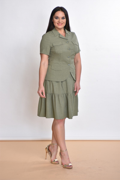 Жакет, юбка Lady Style Classic 1548 св.зеленый - фото 3