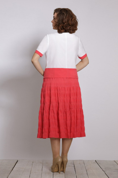 Блуза, юбка Galean Style 646 белый+коралловый - фото 2