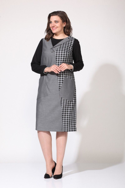 Платье Lady Style Classic 2186 серый-черный - фото 1