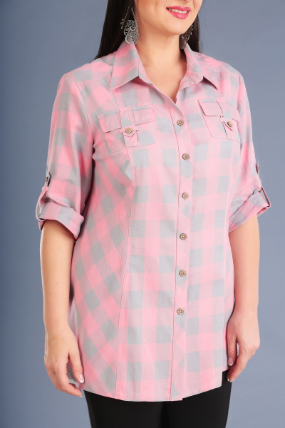 Рубашка IVA 806_1 серо-розовый - фото 2