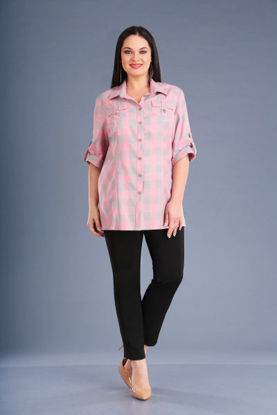 Рубашка IVA 806_1 серо-розовый - фото 1