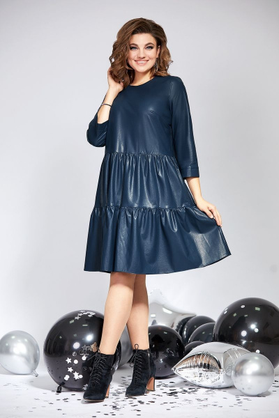 Платье Милора-стиль 822 синяя_кожа - фото 1