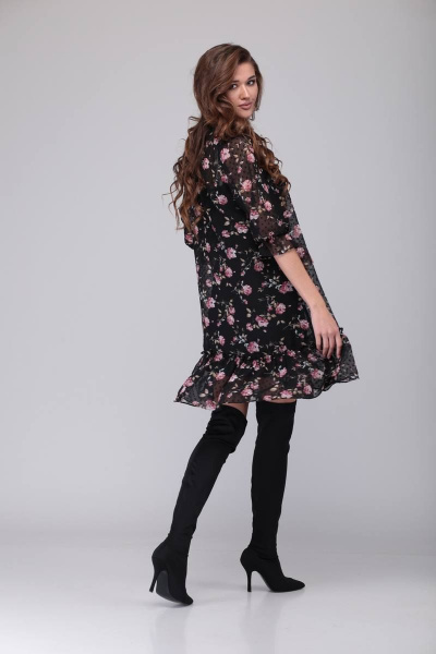 Платье Verita 1270.2 черные_цветы - фото 3