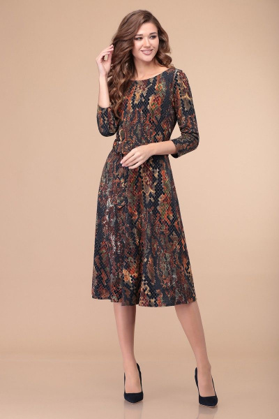 Платье Линия Л Б-1822 коричневый_принт - фото 1