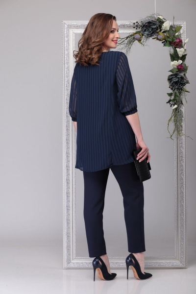 Блуза, брюки Michel chic 1203 синий+черный - фото 4