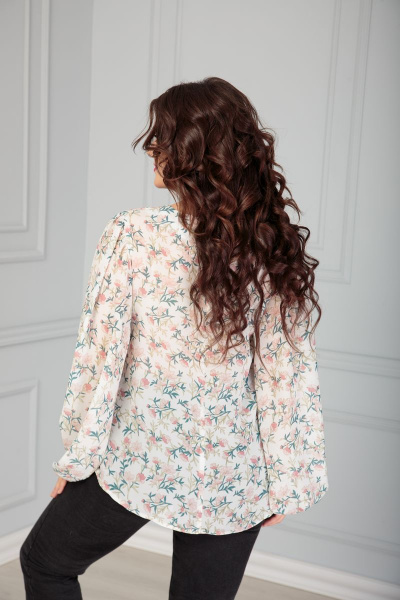 Блуза Anastasia 512 молочный+цветы - фото 5