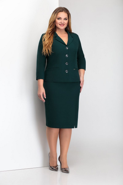 Жакет, юбка Милора-стиль 781 зеленый - фото 1