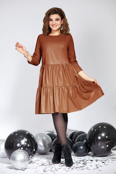 Платье Милора-стиль 822 коричневая_кожа - фото 1