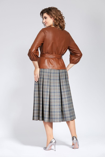 Блуза, юбка Милора-стиль 829 коричневый - фото 2