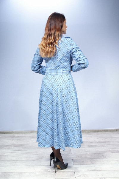 Платье, пояс LUXTEX 1533 голубая_клетка - фото 3
