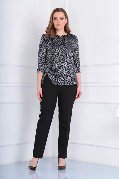 Блуза Viola Style 1110 серо-сливовый_леопард - фото 4