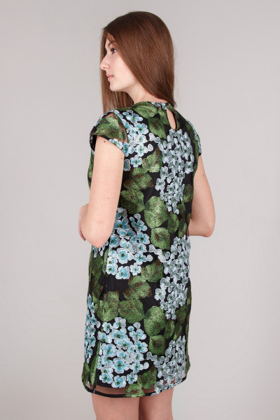 Платье Madech 185280 черный+голубой+зеленый - фото 4