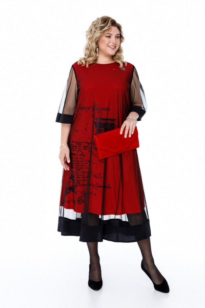 Платье Pretty 1869 красный-черный - фото 2