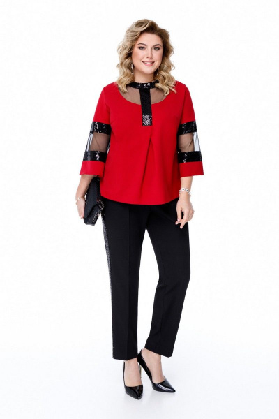 Блуза, брюки Pretty 1879 черно-бордовый - фото 1