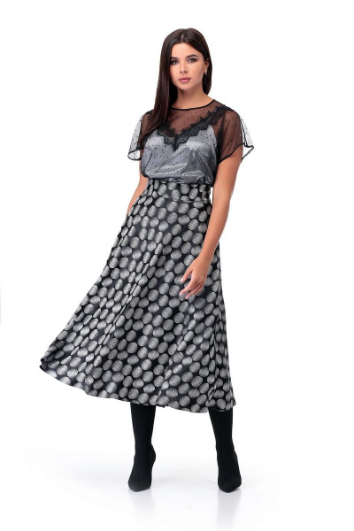 Топ, юбка Мишель стиль 915 жемчужный,черный - фото 1