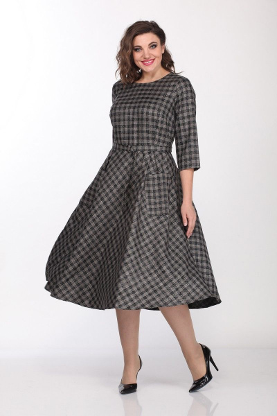 Платье Lady Style Classic 1270/13 серый-черный - фото 1