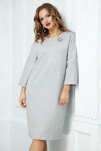 Брошь, платье Anastasia 516+брошь серый - фото 3