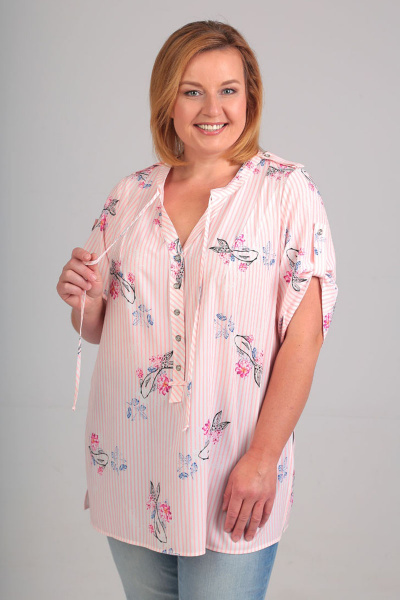 Блуза Таир-Гранд 62310 розовая-полоска - фото 1
