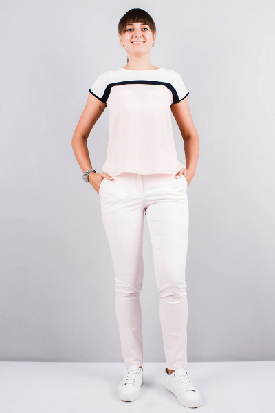 Блуза Mita ЖМ934 белый+св.розовый - фото 2