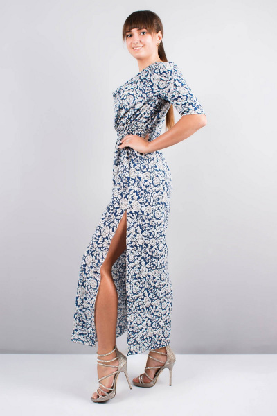Платье Mita ЖМ946 синий+серый - фото 1