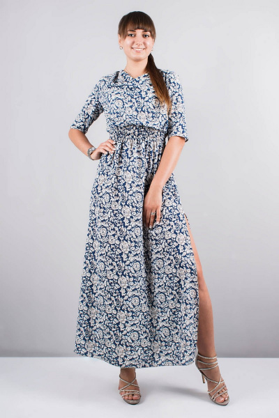Платье Mita ЖМ946 синий+серый - фото 2
