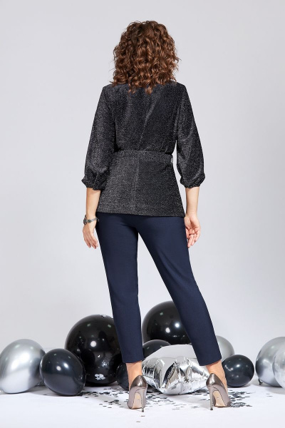 Блуза, брюки Милора-стиль 838 т.серый+синий - фото 2