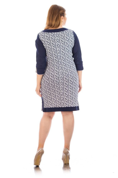 Брошь, платье Almila-Lux 1020 сине-белый - фото 2