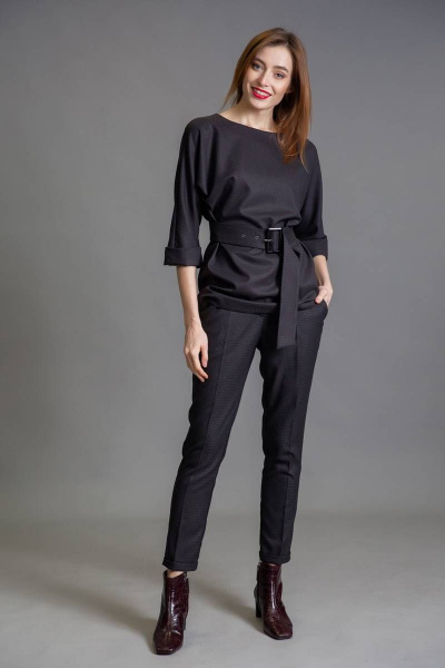 Блуза, брюки Ivera 784 черный, серый, коричневый - фото 1