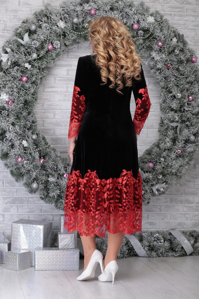Платье Ninele 5811 черный-красный - фото 2