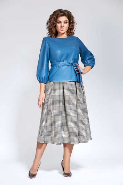 Блуза, юбка Милора-стиль 829 голубой - фото 1