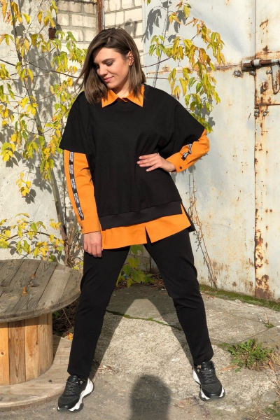 Блуза, брюки, жилет Runella 1441 оранжевый - фото 1