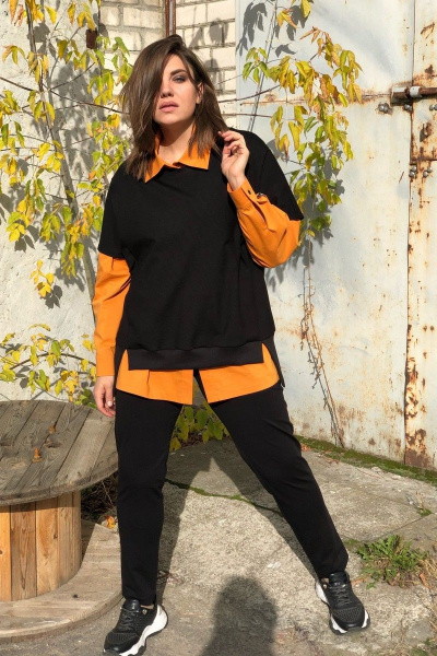 Блуза, брюки, жилет Runella 1441 оранжевый - фото 3