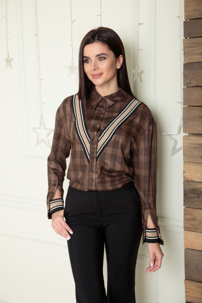 Блуза SandyNa 13905 шоколадно-коричневый - фото 1