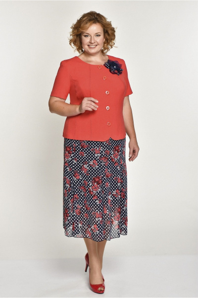 Жакет, юбка GALEREJA 515 красный+горошек - фото 1