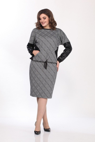 Джемпер, юбка Lady Style Classic 2228 серый-бежевый - фото 1