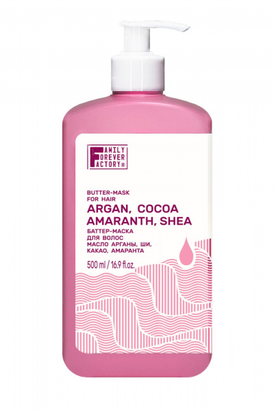 Маска для волос FAMILY FOREVER FACTORY Hair Pure Boom Баттер-маска для волос Масло арганы, ши, какао 500 мл - фото 1