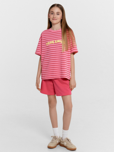 Футболка, шорты Mark Formelle 197728/24-33068ПП-7 полоска_на_розовом_саше_маджента_3_сл_на_пол - фото 1